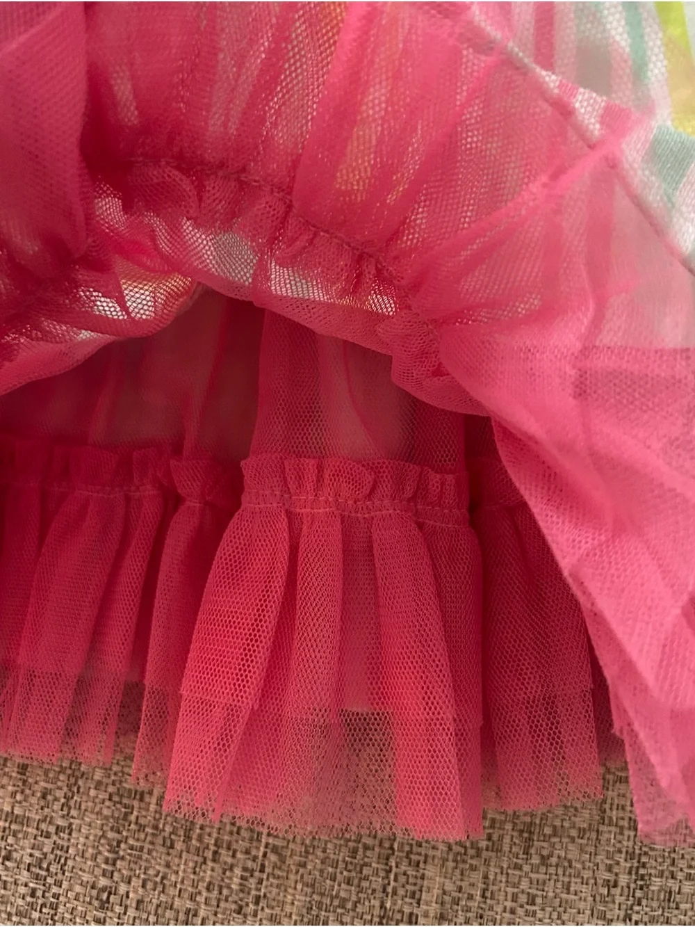 Little Me Striped Floral Accent Girls' Dress w Pink Tulle Petticoat Size 12M